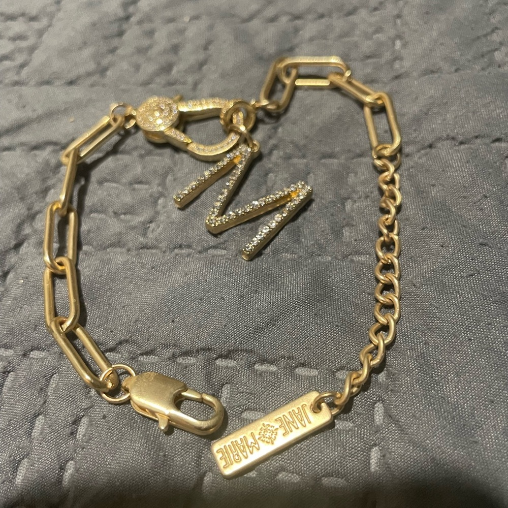 Jane Marie Gold Chain Bracelet with M Charm